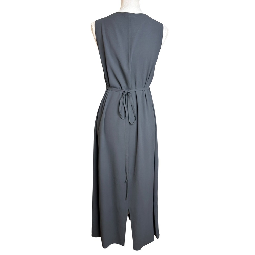 Eileen Fisher Silk Georgette Maxi Dress Petite M Gray Minimalist Casual Work - Picture 4 of 8